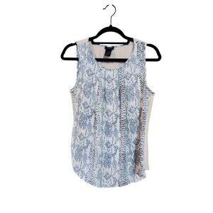 Ann Taylor Sleeveless Snake Print Blouse Beige & Blue Womens S Lightweight Casua